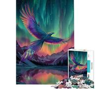 Rompecabezas para Adultos de 1000 Piezas El Fénix se eleva bajo la Aurora Boreal Rompecabezas para Adultos Juego Familiar Una Obra de Arte Un Gran Regalo para los Amantes de los Juegos (38x52cm)