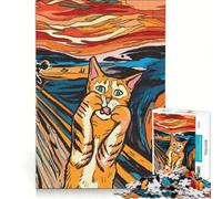 Rompecabezas para Adultos de 1000 Piezas El Gato Parodia de El Grito un Juego práctico Divertido y con Humor Ideal para Decorar el Escritorio 38x26cm