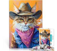Rompecabezas para Adultos de 1000 Piezas El Gato Vaquero Fuma Desafío difícil para aliviar el estrés Regalos de Amigo Secreto 52x38cm