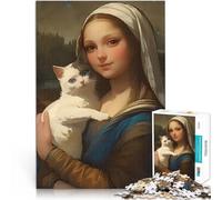 Rompecabezas para Adultos de 1000 Piezas El Gato y la Mona Lisa para el Juguete de desafío de Juego Educativo Ideas de Regalos 75x50cm