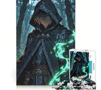 Rompecabezas para Adultos de 1000 Piezas: El hechicero Encapuchado del Bosque Oscuro Juego práctico, difícil y desafiante Toda la Familia 38x26cm