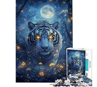 Rompecabezas para Adultos de 1000 Piezas El Resplandor del Tigre a la luz de la Luna Rompecabezas para Adolescentes Diseño de patrón difícil y desafiante Juego Divertido y desafiante