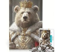 Rompecabezas para Adultos de 1000 Piezas, El Rey Oso, un Juego práctico, Divertido y con Humor, Ideal para Decorar el Escritorio 38x26cm