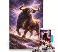 Rompecabezas para Adultos de 1000 Piezas El Toro del Zodiaco Juguetes para armar Entrena tu Cerebro y Tus Manos con póster y Hoja de Preguntas a Juego 50x75cm
