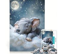 Rompecabezas para Adultos de 1000 Piezas Elefante bebé durmiendo en una Nube Juegos relajantes Que mejoran la Memoria cumpleaños y Navidad 38x52cm