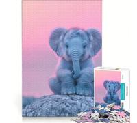 Rompecabezas para Adultos de 1000 Piezas Elefante bebé Solitario Juguetes para armar Juego de Velocidad Manual con Piezas de Formas aleatorias Que encajan Perfectamente 38x26cm
