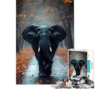 Rompecabezas para Adultos de 1000 Piezas Elefante Caminando por un Bosque otoñal Juegos educativos Juguetes didácticos Actividades artísticas Regalo para Toda la Familia (tamaño 50x75cm)