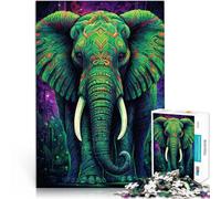 Rompecabezas para Adultos de 1000 Piezas Elefante de neón estético Juegos educativos Juguetes de Bricolaje Mejorar la Memoria 50x70cm