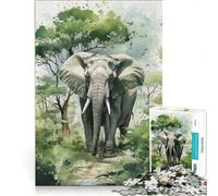 Rompecabezas para Adultos de 1000 Piezas: Elefante en Safari Ink, Juego de ingenio, Desafío exigente, Regalos para Amigos y Familiares 50x75cm