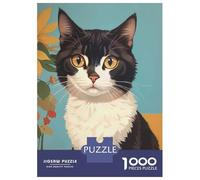 Rompecabezas para Adultos De 1000 Piezas Elegant Black and White Cat Portrait Rompecabezas para Adultos Juegos De Relajación Desafío Difícil Juego Desafiante Regalos 38x26cm/1000pcs
