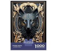 Rompecabezas para Adultos De 1000 Piezas Elegant Black Golden Wolf Rompecabezas para Adultos Juguetes Antiestrés Aliviador del Estrés Regalos De Cumpleaños Y Únicos 52x38cm/1000pcs