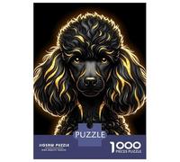 Rompecabezas para Adultos De 1000 Piezas Elegant Black Poodle with Golden Accents Rompecabezas DIY Juguetes Divertidos Y Humorísticos Cumpleaños Y Navidad 52x38cm/1000pcs