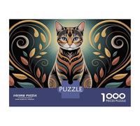 Rompecabezas para Adultos De 1000 Piezas Elegant Cat Portrait with Floral Accents Rompecabezas para Adultos Juegos Familiares Decoración Perfecta Cumpleaños Y Navidad 70x50cm/1000pcs