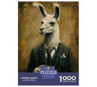 Rompecabezas para Adultos De 1000 Piezas Elegant Llama with Coffee Rompecabezas para Adolescentes Juego Práctico Desafío Difícil Juego Desafiante Regalos 52x38cm/1000pcs