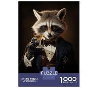 Rompecabezas para Adultos De 1000 Piezas Elegant Raccoon and Drink Rompecabezas para Adultos Juego De Ingenio Regalos para Mujeres 70x50cm/1000pcs