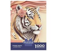 Rompecabezas para Adultos De 1000 Piezas Elegant Tiger with Rose Rompecabezas para Adultos Juguete Decoración De Pared Carrera De Velocidad Manual 52x38cm/1000pcs