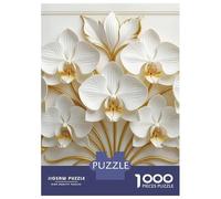 Rompecabezas Para Adultos De 1000 Piezas Elegant White Orchids with Golden Accents Rompecabezas Para Adultos Juego Práctico Oferta De Regalo De Cumpleaños Como Regalos Para Toda La Familia 38x26cm/100
