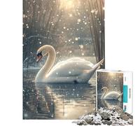 Rompecabezas para Adultos de 1000 Piezas Elegante Cisne en un Resplandor Invernal Rompecabezas para Adultos Juego Familiar Regalos para Mujeres cumpleaños y Navidad (tamaño 38x26cm)