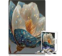 Rompecabezas para Adultos de 1000 Piezas, Elegante Flor Azul y Blanca, Momentos de Ocio tranquilos, Juguete de Corte preciso, tamaño 38x26cm