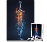 Rompecabezas para Adultos de 1000 Piezas, Elemental Sword︰, Fire and Ice, Imposible Game, Corte de precisión, Regalo de Amigo Secreto, tamaño 38x52cm
