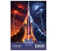 Rompecabezas para Adultos De 1000 Piezas Elemental Wolves Howling at The Sky Rompecabezas para Adultos Juegos Familiares Decoración Perfecta Cumpleaños Y Navidad 52x38cm/1000pcs