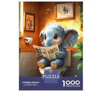 Rompecabezas para Adultos De 1000 Piezas Elephant Reading on Toilet Funny Rompecabezas para Adultos Juegos Relajantes Desafío Difícil Actividades Divertidas En Casa 70x50cm/1000pcs