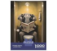 Rompecabezas para Adultos De 1000 Piezas Elephant Reading on Toilet Rompecabezas para Adultos Juguete Decoración De Pared Corte De Precisión 38x26cm/1000pcs