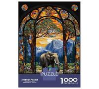 Rompecabezas para Adultos De 1000 Piezas Elephant Stained Glass 2 Rompecabezas para Adultos Juegos Divertidos Difícil Difícil Regalos De Cumpleaños Y Únicos 38x26cm/1000pcs