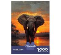 Rompecabezas para Adultos De 1000 Piezas Elephant Sunset Rompecabezas para Adultos Juego De Ingenio Análisis Y Lógica Cumpleaños Y Navidad 70x50cm/1000pcs