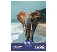 Rompecabezas para Adultos De 1000 Piezas Elephant Walking on A Beach Rompecabezas para Adultos Juegos Familiares Decoración Perfecta Cumpleaños Y Navidad 38x26cm/1000pcs