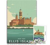 Rompecabezas para Adultos de 1000 Piezas, Ellis Island, Nueva York, Juegos Familiares, Aprendizaje, Juguete Educativo, tamaño 38x52cm