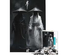 Rompecabezas para Adultos de 1000 Piezas en Blanco y Negro con Fantasmas samuráis Juegos relajantes Que desafían la Inteligencia Cerebral Juguetes adictivos Un Gran Regalo para Toda la Familia