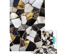 Rompecabezas para Adultos de 1000 Piezas en Mosaico Negro Blanco y Dorado Juego Familiar para Mejorar la Memoria cumpleaños (tamaño 50x75cm)