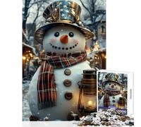 Rompecabezas para Adultos de 1000 Piezas Encantador muñeco de Nieve con Linterna Juguete para decoración de Pared Regalos de cumpleaños Juego Imposible difícil y desafiante tamaño 50x75cm