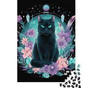 Rompecabezas para Adultos De 1000 Piezas Enchanted Black Cat Art Print Rompecabezas para Adultos Juguetes Antiestrés Decoración Perfecta Cumpleaños Y Navidad 38x26cm/1000pcs