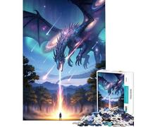 Rompecabezas para Adultos de 1000 Piezas Encuentro con el dragón cósmico en el Bosque Rompecabezas antiestrés para Adultos Carrera de Velocidad Manual Desafío Educativo (Tamaño 38x26cm)