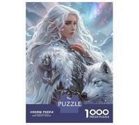 Rompecabezas para Adultos De 1000 Piezas Epic Fantasy Artwork White Wolf Warrior Rompecabezas para Adultos Juegos De Relajación Análisis Y Lógica Cumpleaños Y Navidad 70x50cm/1000p