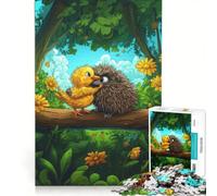Rompecabezas para Adultos de 1000 Piezas Erizo y Pollitos Amigos Juego Educativo decoración del hogar para Fortalecer el Amor Entre Parejas 50x75cm