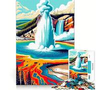 Rompecabezas para Adultos de 1000 Piezas Erupción del géiser de Yellowstone Juego de concentración Mental,Manualidades de Corte de Alta precisión,Actividad para Fortalecer los Lazos Familiares