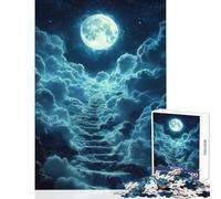 Rompecabezas para Adultos de 1000 Piezas Escalera a la Luna Juguetes DIY Obra de Arte Regalo para Juego Educativo Mejorar el Amor en Pareja Tamaño 38x26cm