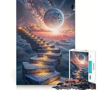 Rompecabezas para Adultos de 1000 Piezas Escalera Celestial Diseño de Corte Fino Actividad para la Mente Inteligente Tiempo de Paz Juego Decoración de Arte navideña (38x52cm)