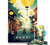 Rompecabezas para Adultos de 1000 Piezas Escena callejera de Hanoi,Vietnam,con faroles Arte de Bordes precisos Ejercicio Mental Juego Divertido y Tranquilo Actividad de cumpleaños (50x75cm)