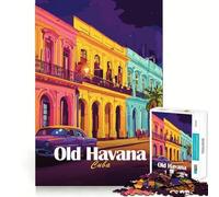 Rompecabezas para Adultos de 1000 Piezas,Escena callejera de la Vieja Habana,Cuba,Bordes definidos,decoración,desafío Mental,Juguete para Relajarse, (38x52cm)