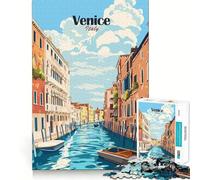 Rompecabezas para Adultos de 1000 Piezas, Escena de los Canales de Venecia, diseño de Bordes Finos, Juego cognitivo, Juguete Relajante, decoración navideña para la Pared (38x52cm)