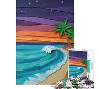 Rompecabezas para Adultos de 1000 Piezas Escena de Playa al Atardecer en Origami Juego Imposible Juguete Educativo y desafiante Regalo Ideal para cumpleaños Mejora la Memoria (Tamaño 38x52cm)