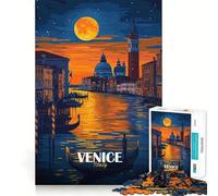 Rompecabezas para Adultos de 1000 Piezas Escena Nocturna de Venecia, Italia Acabado Fino Juego cognitivo Juguete Relajante Decoración navideña para Pared (50x75cm)