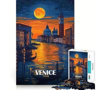 Rompecabezas para Adultos de 1000 Piezas, Escena Nocturna de Venecia, Italia, Arte de Corte preciso, Juguete de Juego cognitivo, Tiempo de Juego Relajante, decoración navideña para la Pared (38x52cm)