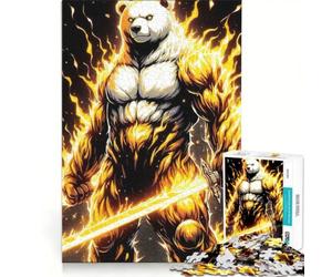 Rompecabezas para Adultos de 1000 Piezas: Espada del Guerrero Oso de Fuego, Juego Familiar, antiestrés, cumpleaños y Navidad 38x26cm