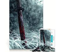 Rompecabezas para Adultos de 1000 Piezas Espada ensangrentada bajo la Lluvia Ideal para decoración,Juego de Habilidad Mental,diversión Casual o decoración navideña 38x52cm