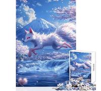 Rompecabezas para Adultos de 1000 Piezas espíritu de Zorro sobre Cascada y Pueblo decoración del hogar Juguetes Regalo de cumpleaños Juego práctico interacción Entre Padres e Hijos tamaño 50x75cm